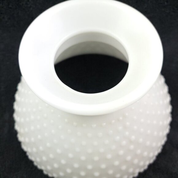 Milk Glass Hobnail Hurricane Lamp Shade 8" Fitter Vintage Estate - Picture 3 of 12